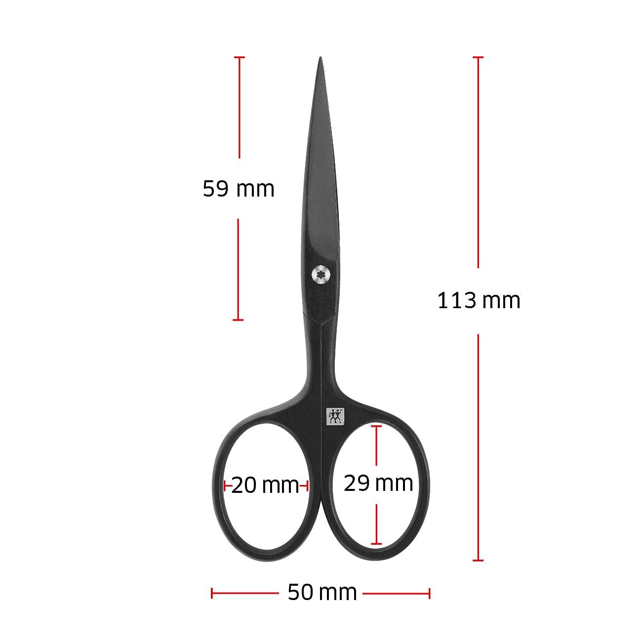 imageZWILLING Beard Scissors with extended handle width scratch resistant straight cutting edge and fine tip Premium Black 45 inch