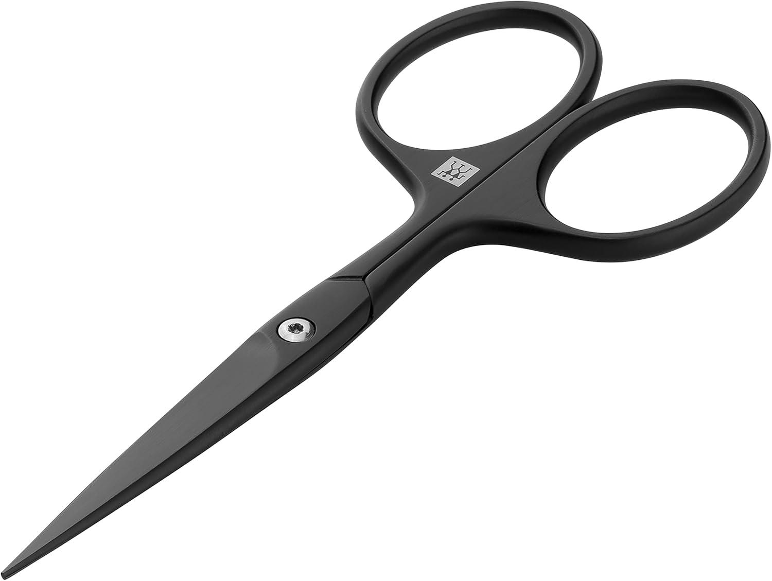 imageZWILLING Beard Scissors with extended handle width scratch resistant straight cutting edge and fine tip Premium Black 45 inch