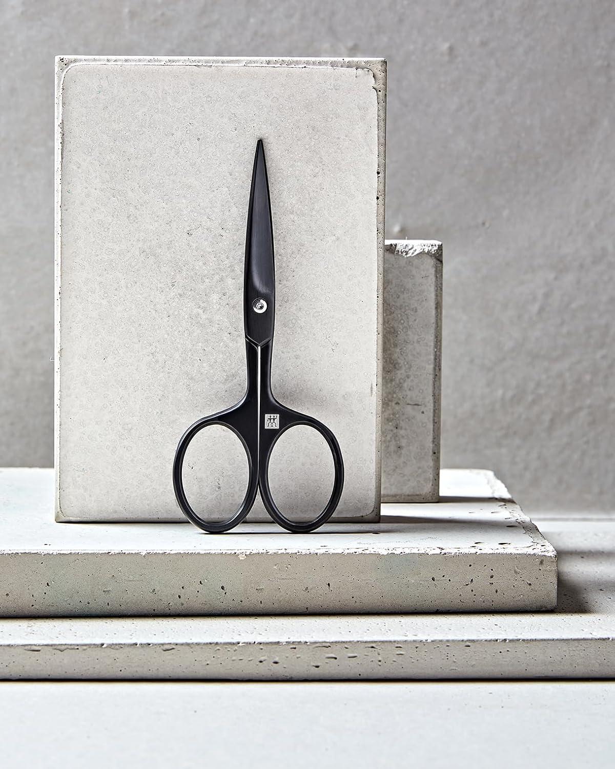 imageZWILLING Beard Scissors with extended handle width scratch resistant straight cutting edge and fine tip Premium Black 45 inch