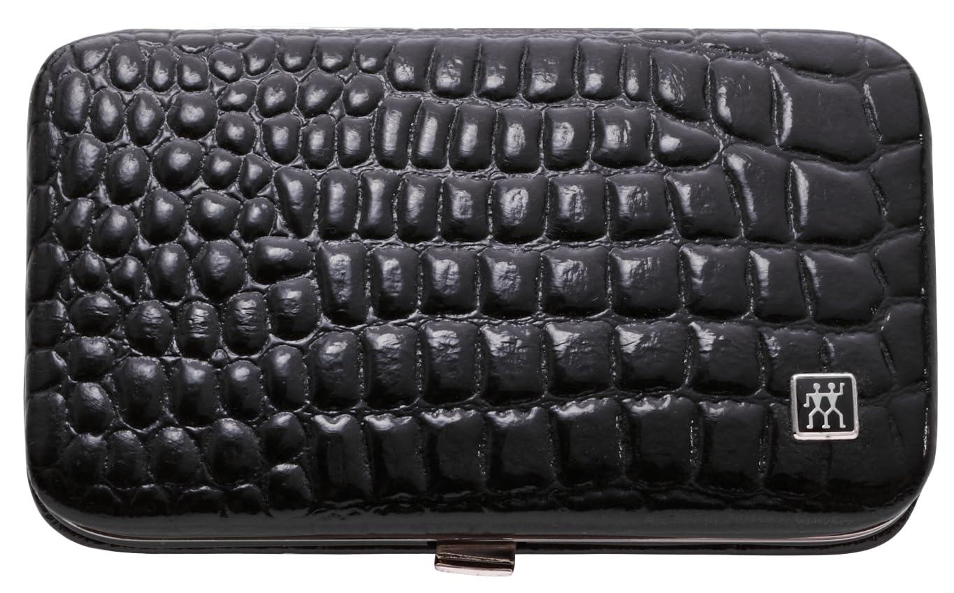 imageZWILLING Beauty Classic INOX 4pc Manicure Set with Black Crocodile Pattern Leather Case Nail Care Complete Set