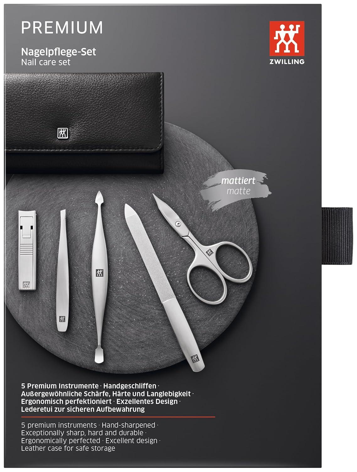 imageZWILLING Beauty TWINOX 6pc Manicure Premium Care Set with Black Leather Case Asian Competence Gift Set