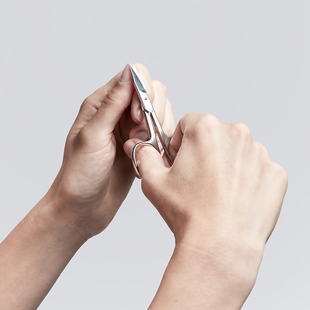 imageZWILLING Combination Nail Scissors nail and cuticle scissors for fingernails and toenails curved cutting edge fine tip hypoallergenic Polished Silver 35 inchSilver