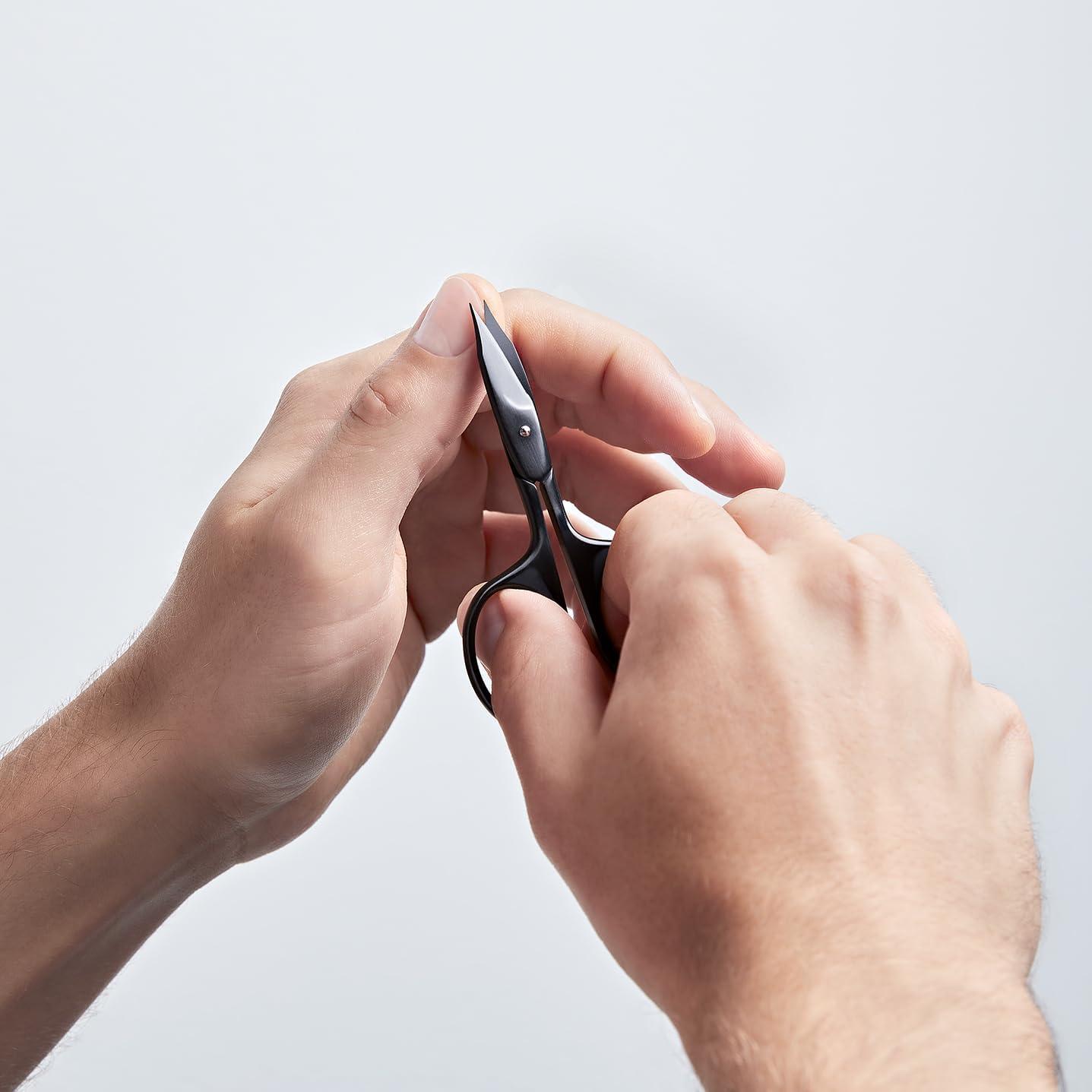 imageZWILLING Combination Nail Scissors scissors for nails and cuticles curved cutting edge and fine tip for precise cutting Premium Black 35 inchBlack