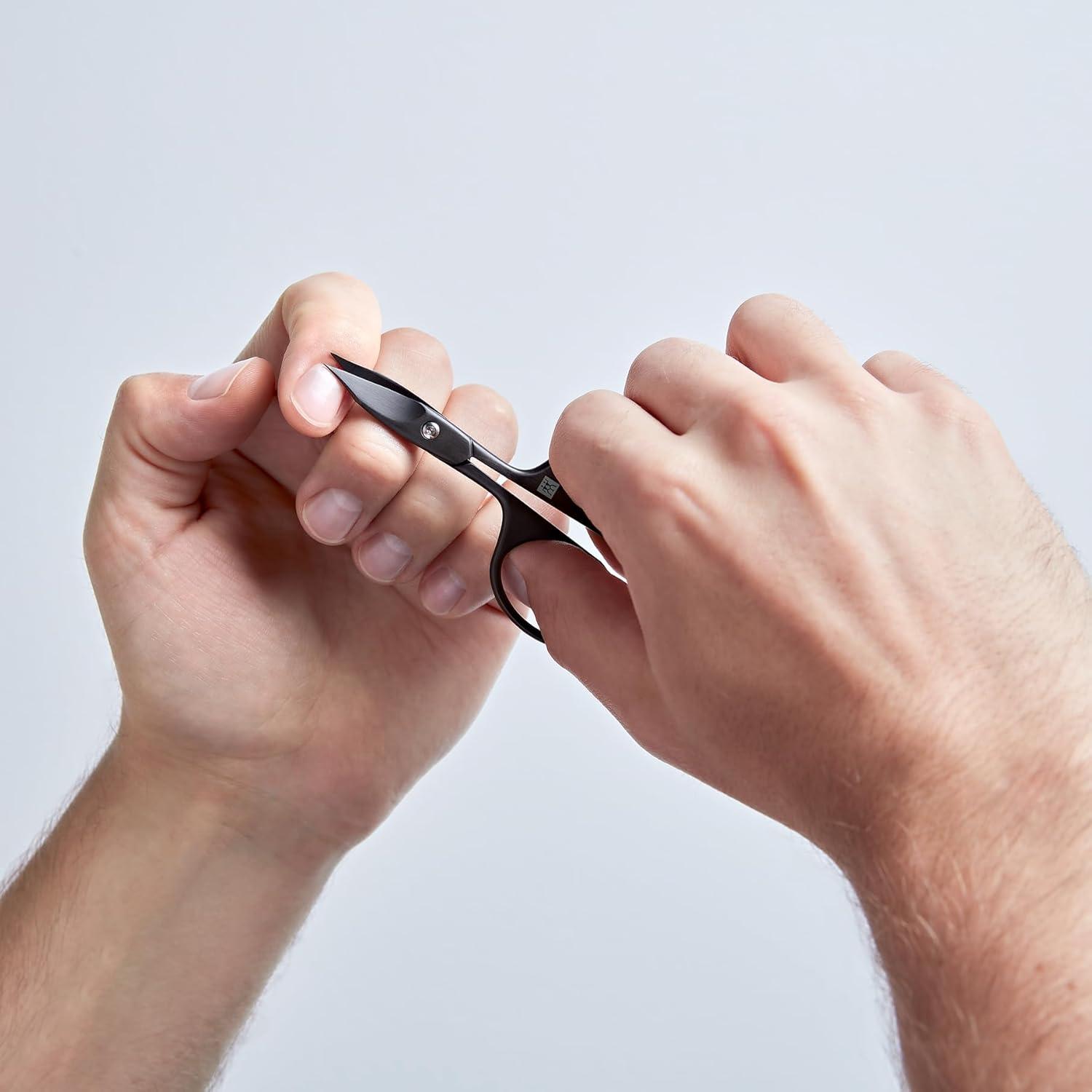 imageZWILLING Combination Nail Scissors scissors for nails and cuticles curved cutting edge and fine tip for precise cutting Premium Black 35 inchBlack