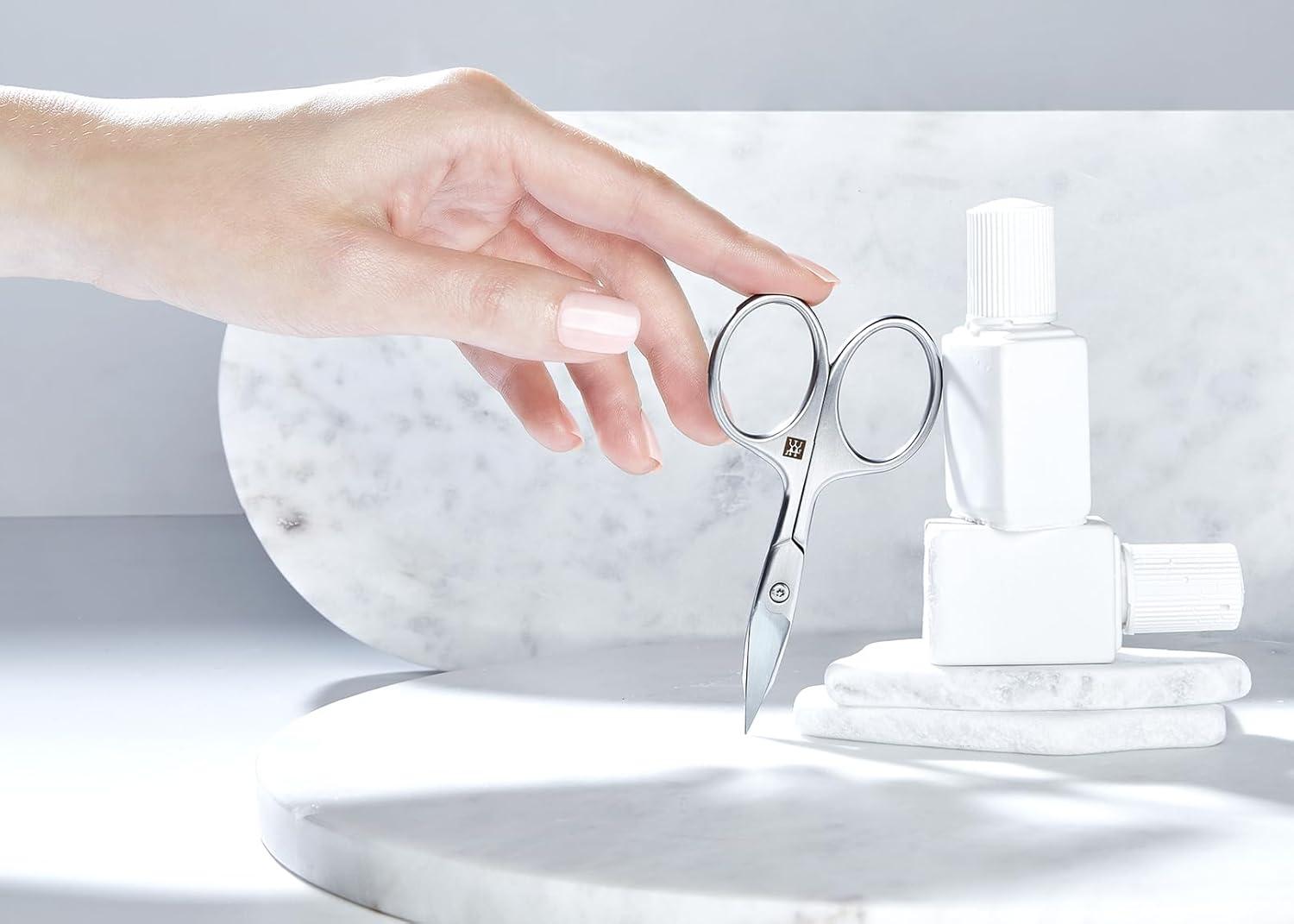 imageZWILLING Combination Nail Scissors scissors for nails and cuticles curved cutting edge and fine tip for precise cutting Premium Black 35 inchSilver