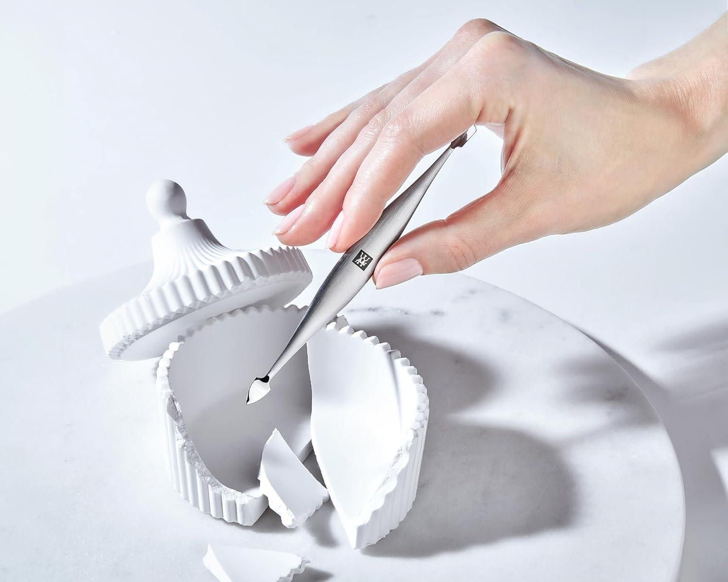 imageZWILLING Cuticle Knife with V Blade for manicures and pedicures stainless steel Frosted Premium Silver 5 inchScraper Cleaner