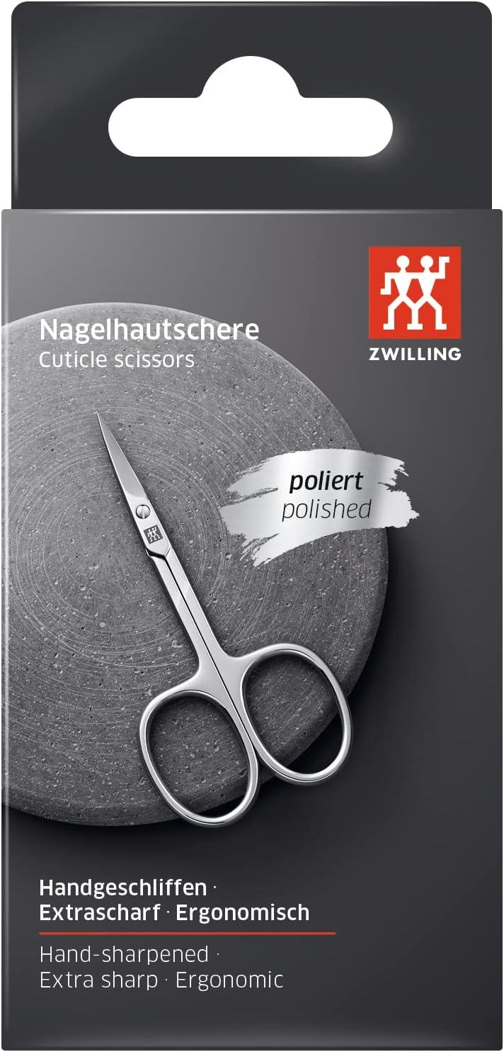 imageZWILLING Cuticle Scissors precise cut for skin remnants sharp pointed blade hypoallergenic Polished Silver 35 inchSilver