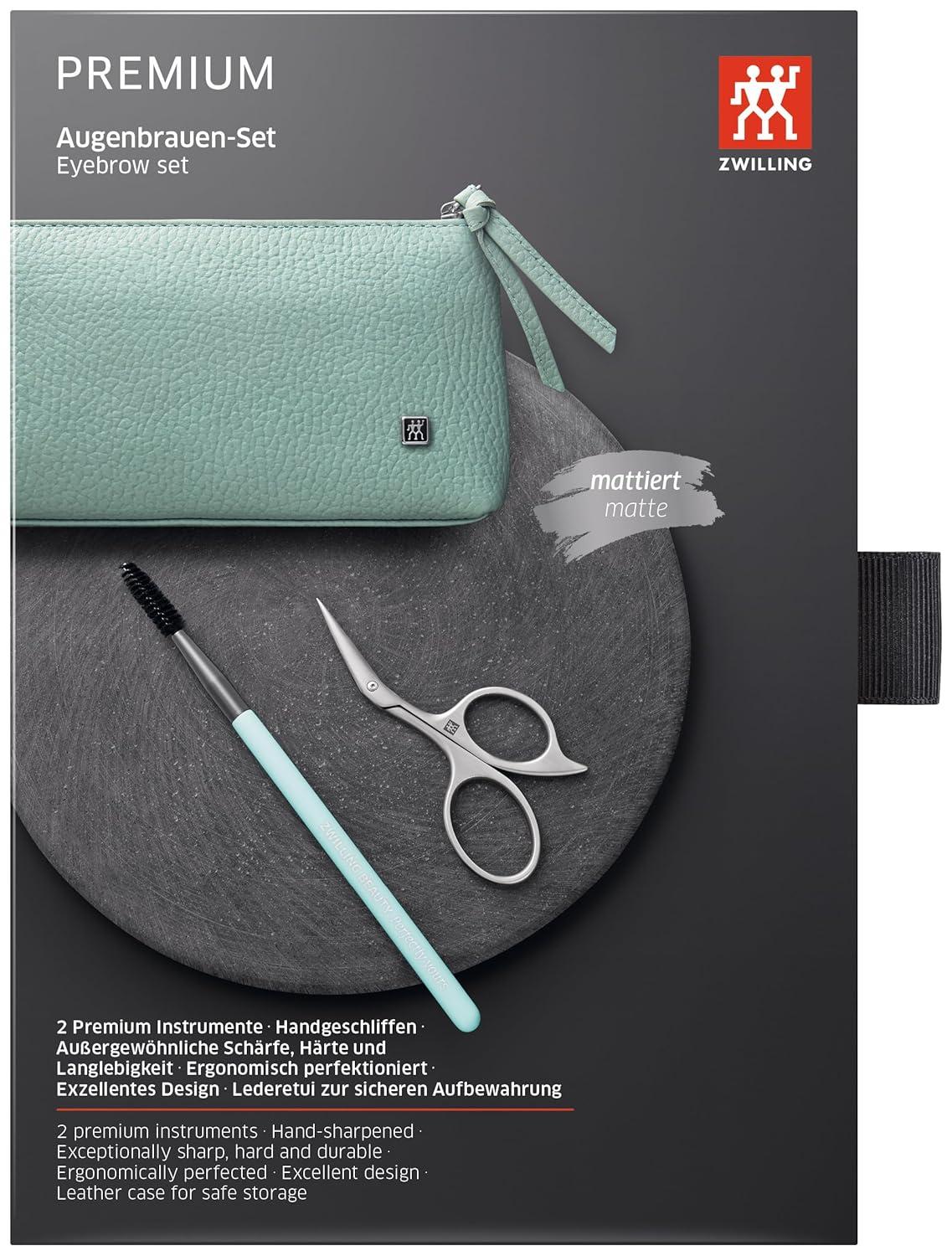 imageZWILLING Eyebrow Set with Brush and Scissors Leather Case Premium Mint