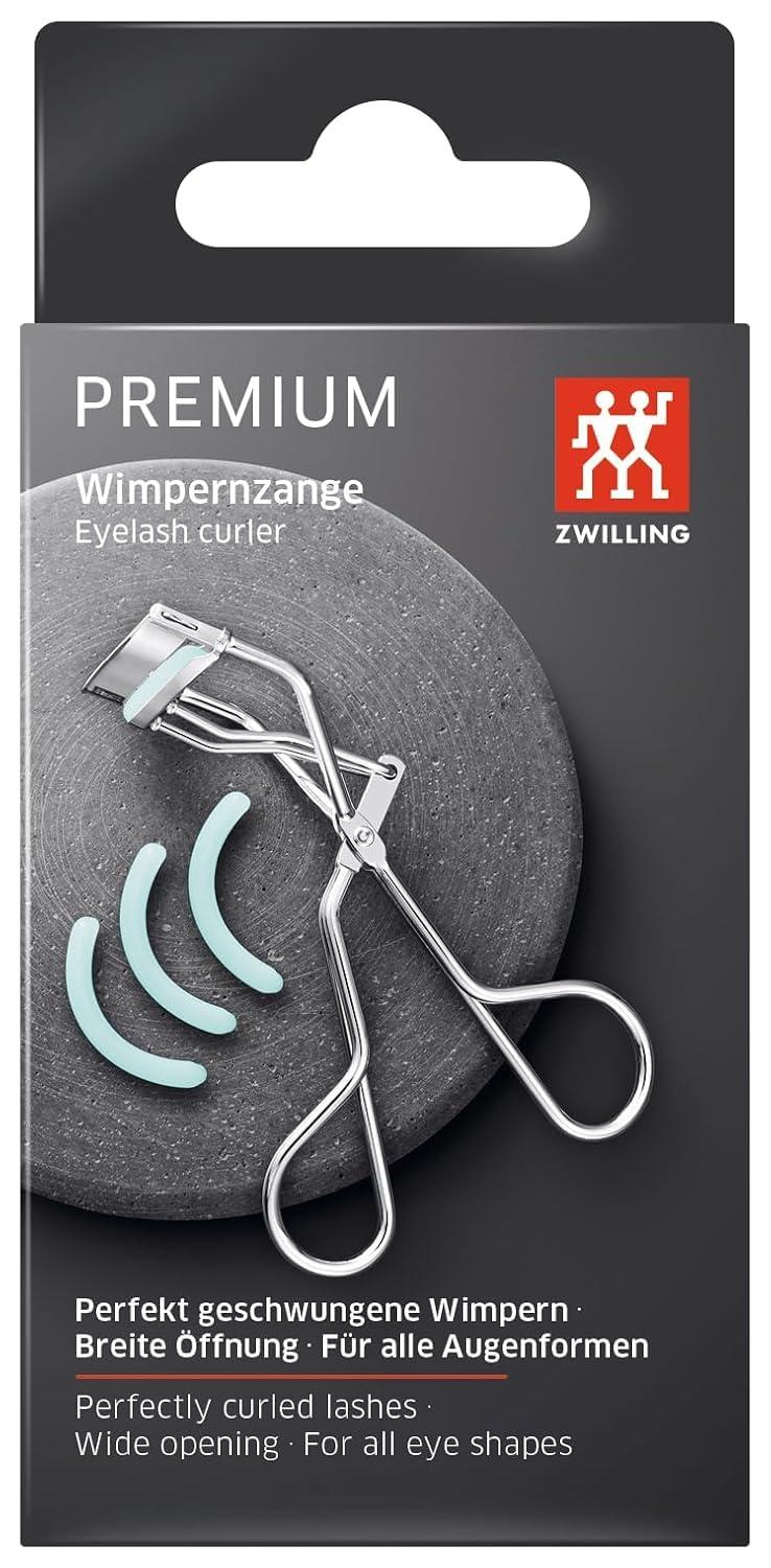 imageZWILLING Eyelash Curler for All Eye Shapes Rounded Silicone Pads Prevent Eyelash Breakage Includes 3 Replacement Pads Premium Silver