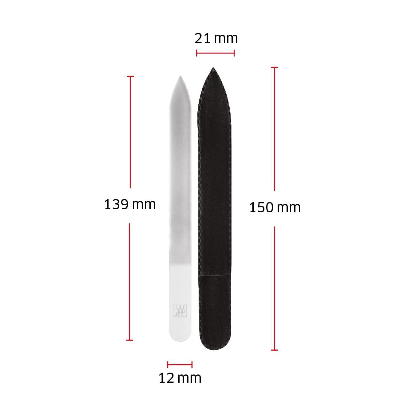 imageZWILLING Glass Nail File fine Grained File Surfaces Double Sided Gentle on Nails Protective Cover Included Premium 6 inch