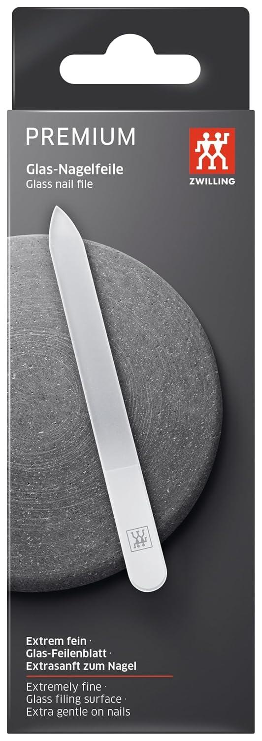 imageZWILLING Glass Nail File fine Grained File Surfaces Double Sided Gentle on Nails Protective Cover Included Premium 6 inch