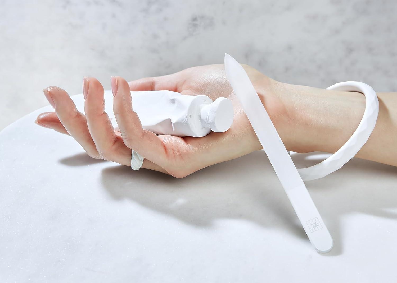 imageZWILLING Glass Nail File fine Grained File Surfaces Double Sided Gentle on Nails Protective Cover Included Premium 6 inch