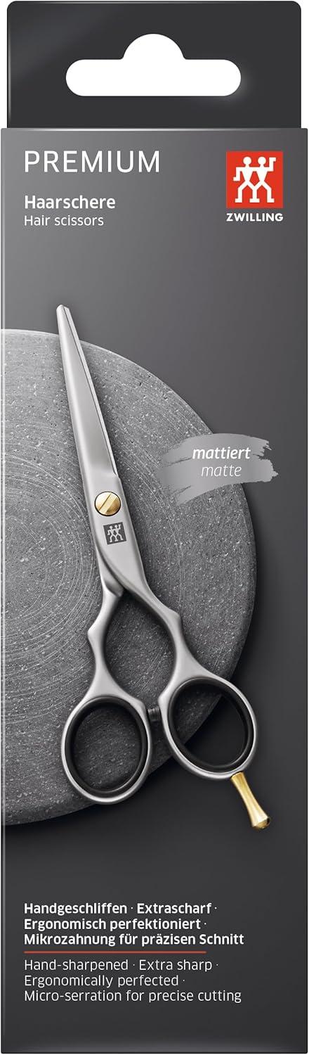 imageZWILLING Hair Scissors professional hairdressing scissors for a sharp and precise cut Premium Silver 55 inch