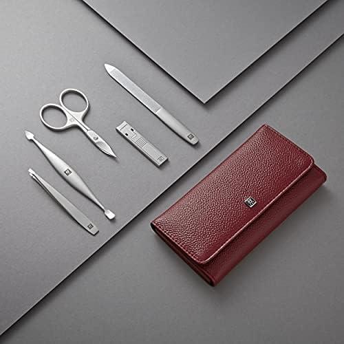 imageZWILLING Manicure Set 5 piece snap button case nappa leather pedicure with nail and cuticle scissors Premium Red
