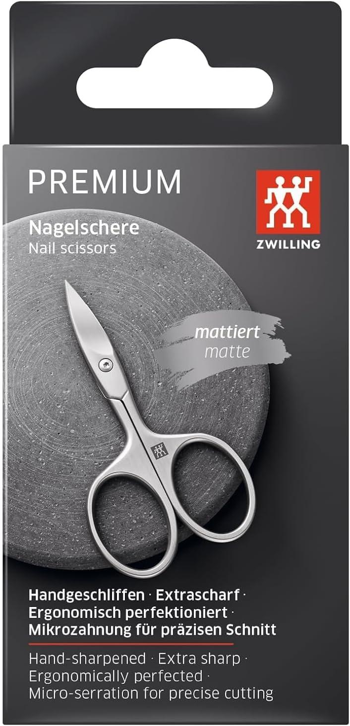 imageZWILLING Nail Scissors sharp slightly curved cutting edge with micro serration hypoallergenic for fingernails and toenails Premium Silver 35 inchNail Scissor