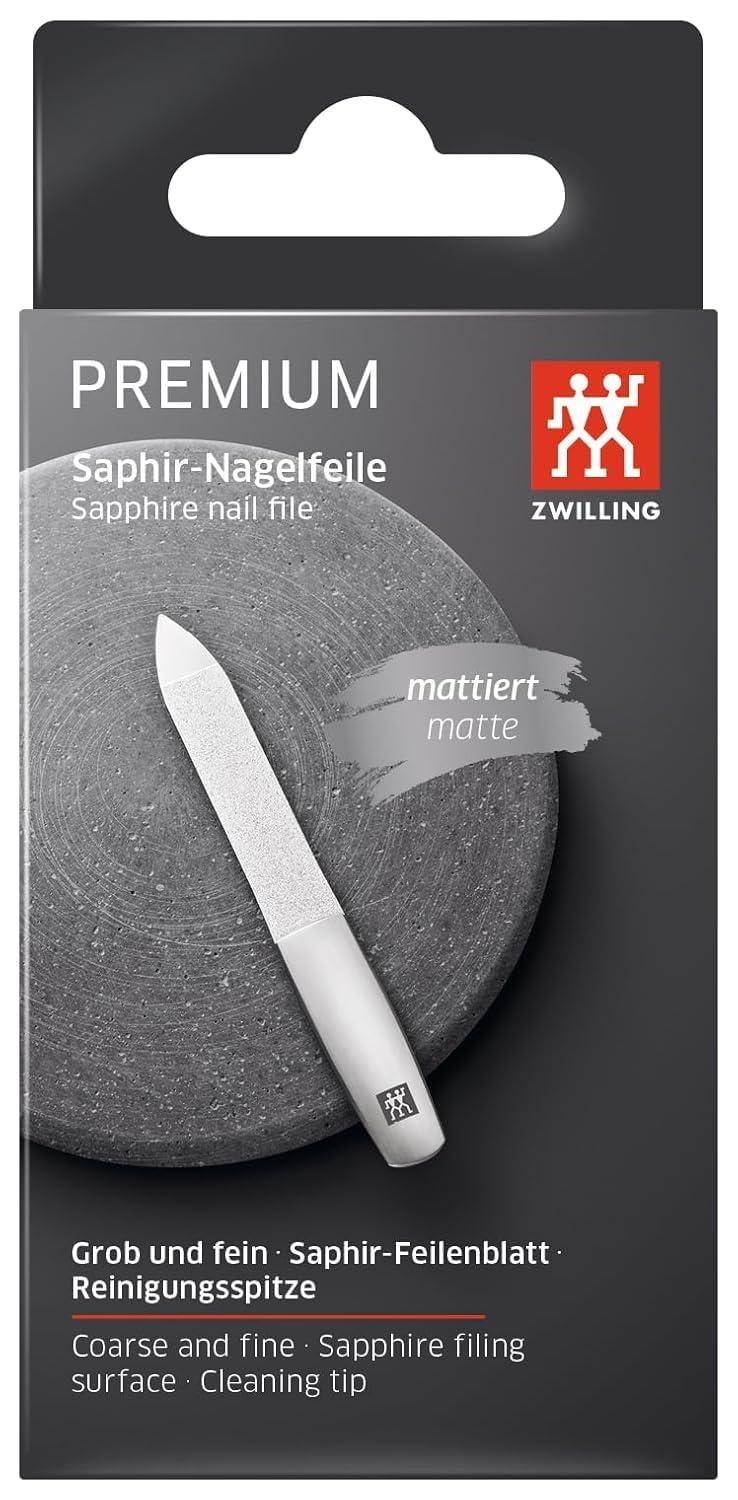 imageZWILLING Sapphire Nail File coarse and fine Grained File Surfaces for Shortening and Shaping Cleaning tip Premium Black 35 inch