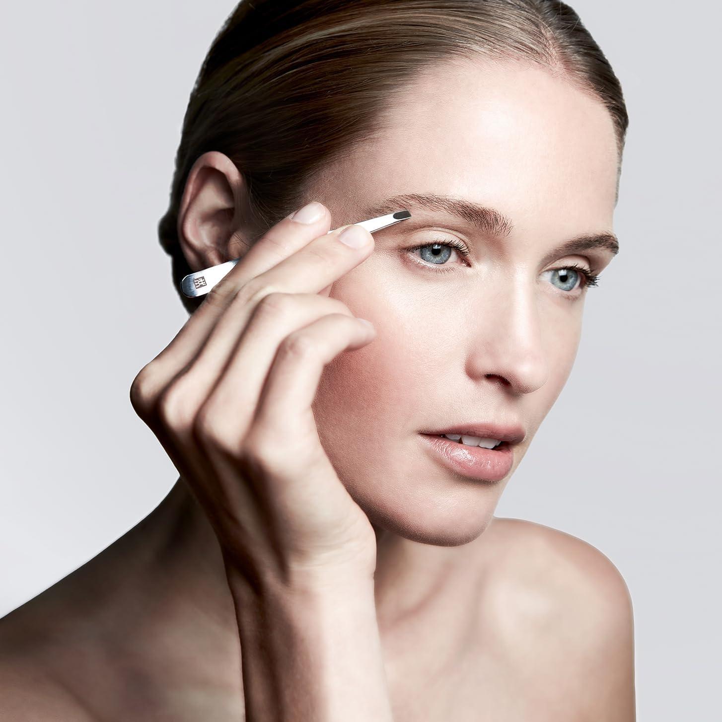 imageZWILLING Straight Tweezer plucking eyebrows and hair handfinished roughened tips large plucking surface Polished Silver 35 inch1 Count Pack of 1