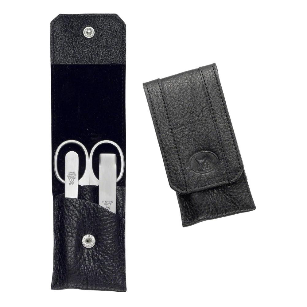imageZWILLING Manicure Set 3 piece nappa leather case snap button with compact nail clipper Premium Black