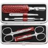 imageZWILLING Beauty Classic INOX 5Piece Manicure Set Pedicure Kit Stainless Steel Nail Care Cowhide Crocodile Edition RedRed