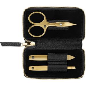 imageZWILLING Beauty TWINOX 4pc Gold Manicure Set with Black Leather Case Care for hands and feet with nail clippers