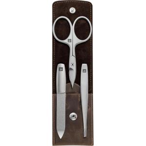 imageZWILLING Beauty TWINOX 4pc Manicure and Pedicure Set with Brown Leather Case Travel Size Set for Hands and Feet Nail Care Genuine Leather