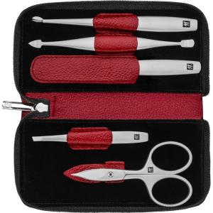 imageZWILLING Beauty TWINOX 6pc Manicure Set with Red Leather Case Asian Competence Gift Set