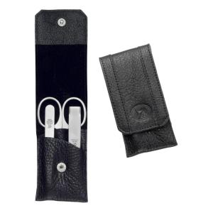 imageZWILLING Manicure Set 3 piece nappa leather case snap button with compact nail clipper Premium Black