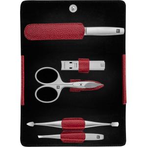 imageZWILLING Manicure Set 5 piece snap button case nappa leather pedicure with nail and cuticle scissors Premium Red
