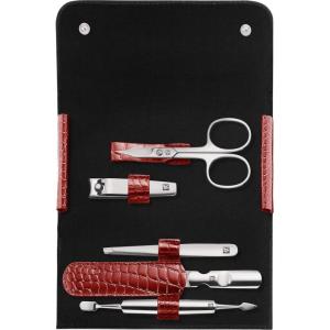 imageZWILLING Manicure Set 5Piece Scissors Clippers Tweezers Cuticle Pusher Nail File Classic RedRed