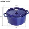image:imageStaub Cast Iron Round Cocotte 7quartPeony PinkDark Blue