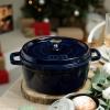 image:imageStaub Cast Iron Round Cocotte 7quartPeony PinkDark Blue