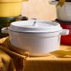 image:imageStaub Cast Iron Round Cocotte 7quartPeony PinkWhite