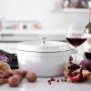image:imageStaub Cast Iron Round Cocotte 7quartPeony PinkWhite